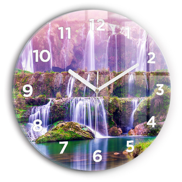 Round glass wall clock Jiulong Waterfall China