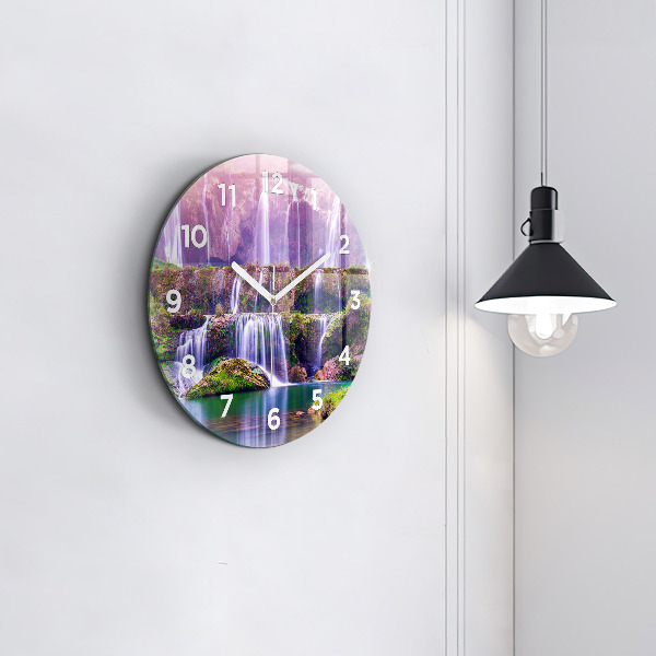 Round glass wall clock Jiulong Waterfall China
