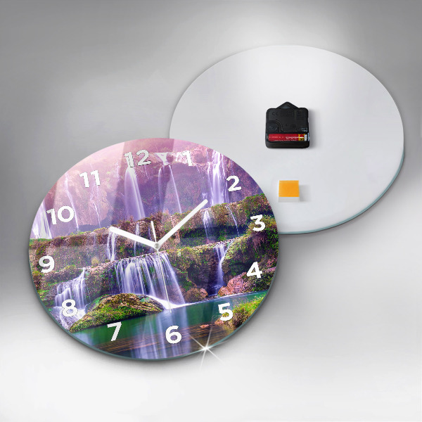 Round glass wall clock Jiulong Waterfall China