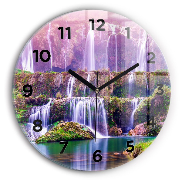 Round glass wall clock Jiulong Waterfall China