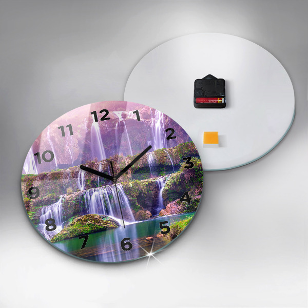 Round glass wall clock Jiulong Waterfall China