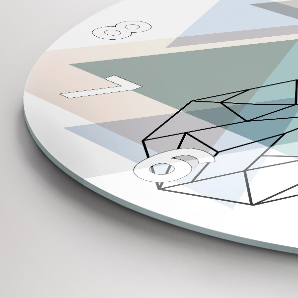 Round glass wall clock Reindeer Scandinavian style