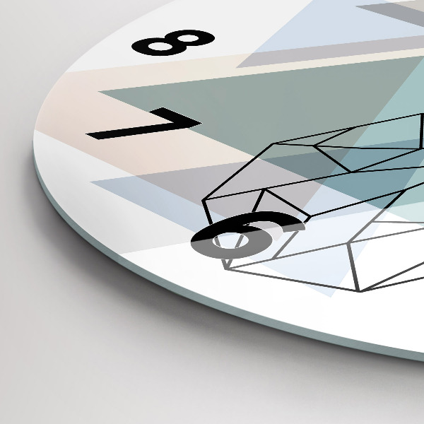 Round glass wall clock Reindeer Scandinavian style