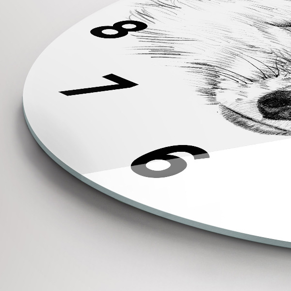 Round glass wall clock Graphic fox head