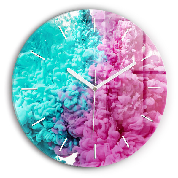 Round glass wall clock Modern art - spots