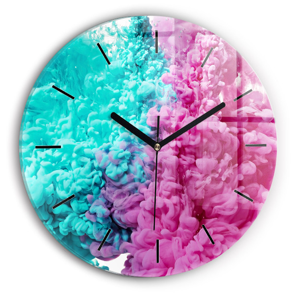 Round glass wall clock Modern art - spots