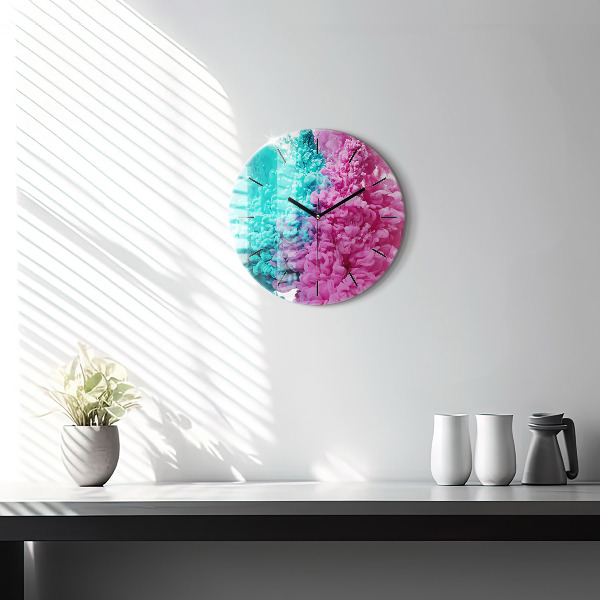 Round glass wall clock Modern art - spots