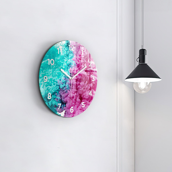 Round glass wall clock Modern art - spots