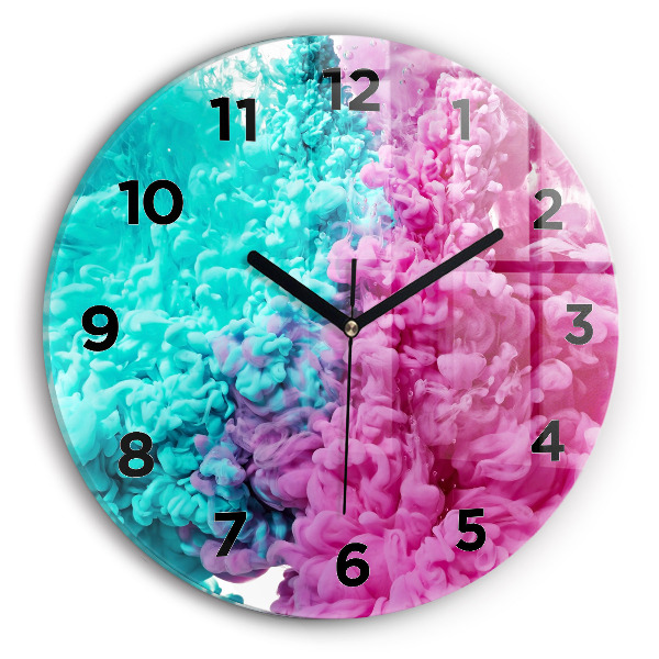 Round glass wall clock Modern art - spots