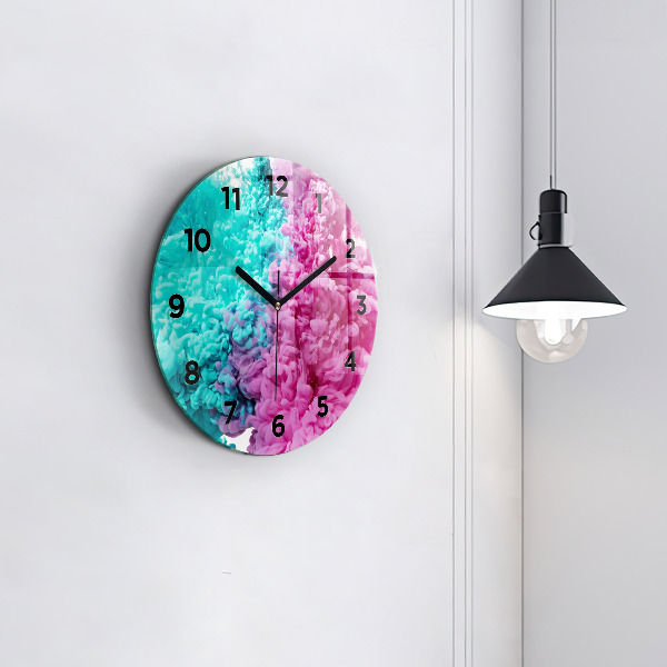 Round glass wall clock Modern art - spots