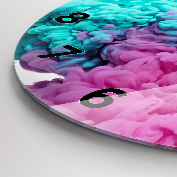 Round glass wall clock Modern art - spots