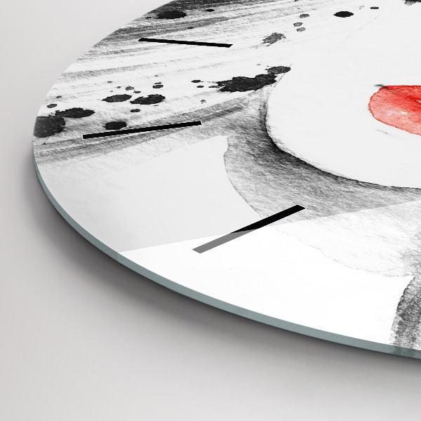 Round glass wall clock Woman in a hat