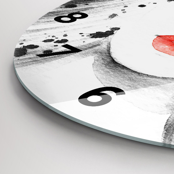 Round glass wall clock Woman in a hat