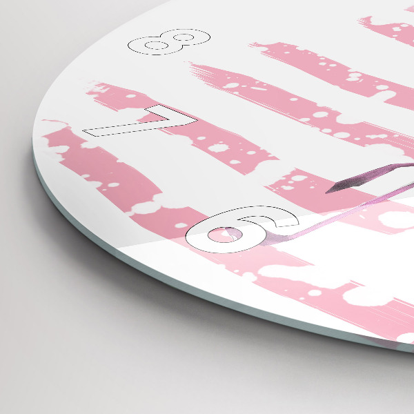 Round glass wall clock Flamingo Graphic