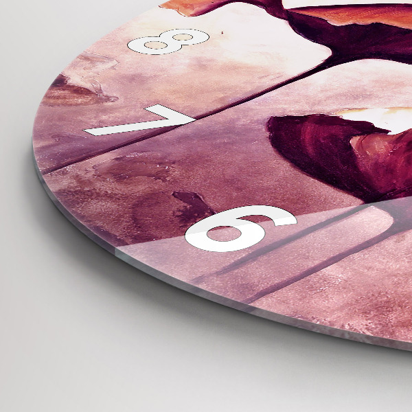 Round glass wall clock Blooming poppies