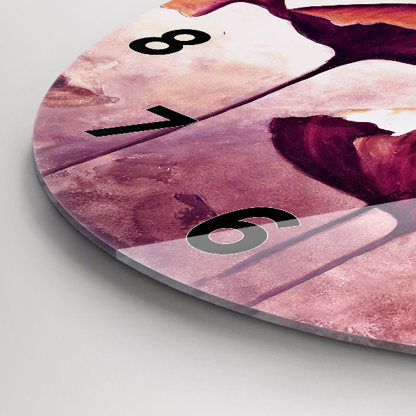 Round glass wall clock Blooming poppies