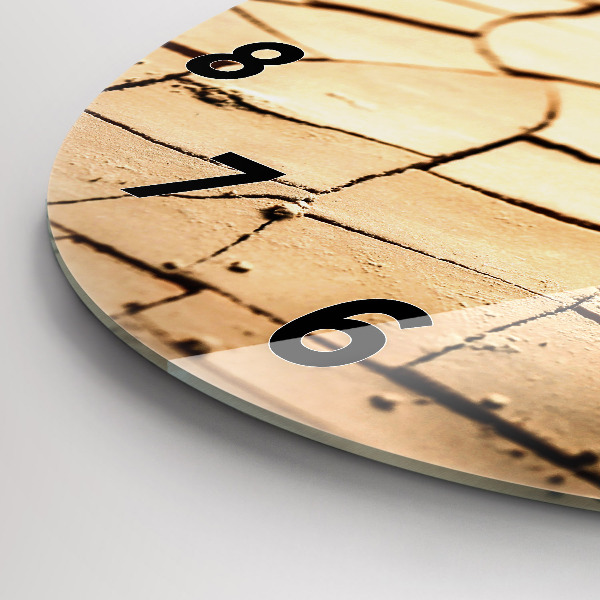 Round glass wall clock Plant in dry soil