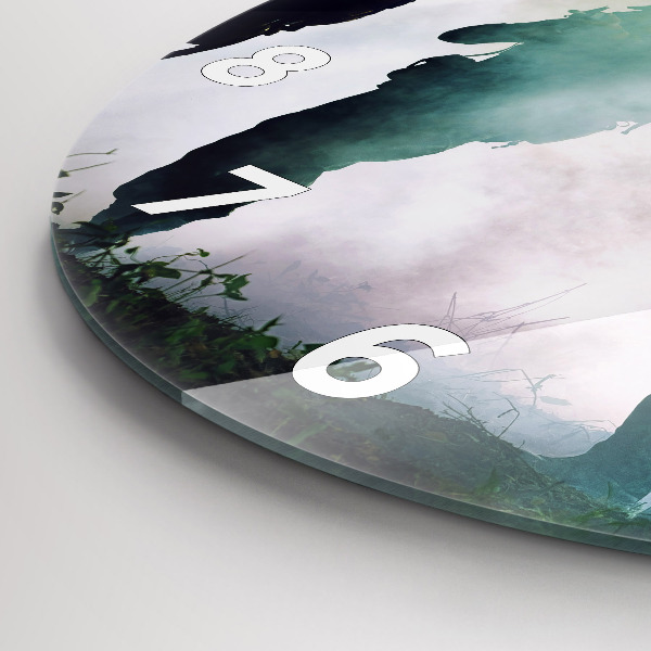Round glass wall clock Army in the forest soldiers