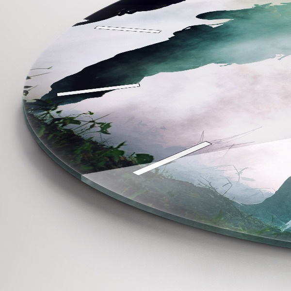 Round glass wall clock Army in the forest soldiers