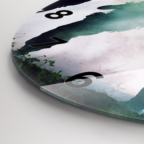 Round glass wall clock Army in the forest soldiers