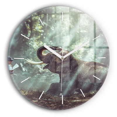 Round glass wall clock A boy is reading a book