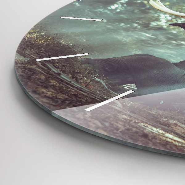 Round glass wall clock A boy is reading a book