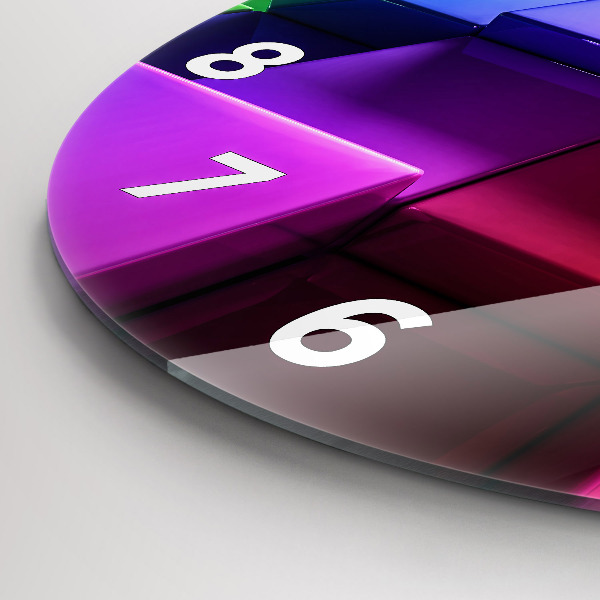 Round glass wall clock Colored cubes