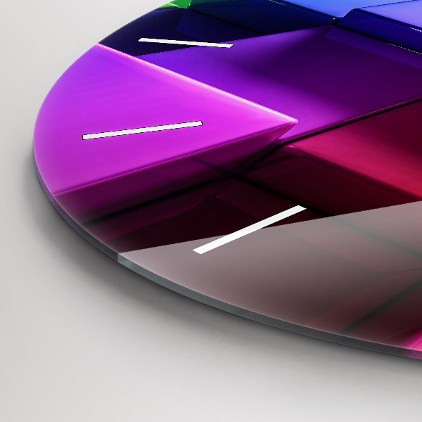 Round glass wall clock Colored cubes