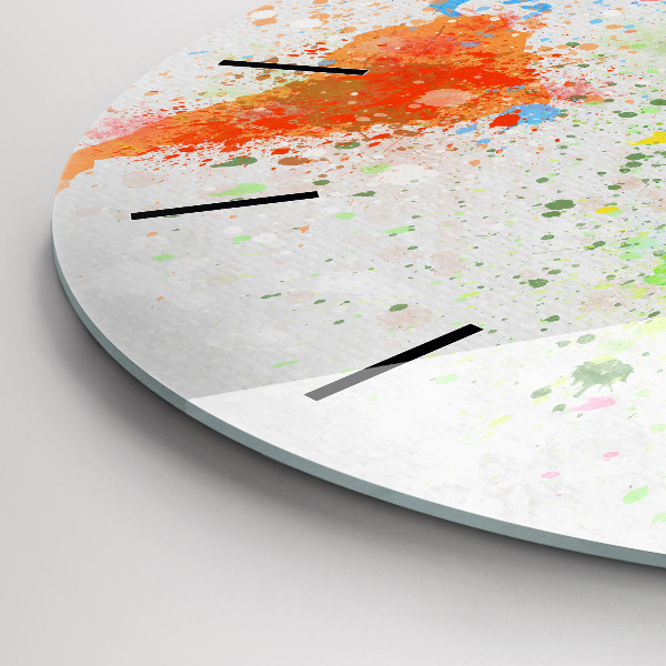 Round glass wall clock World map on paper