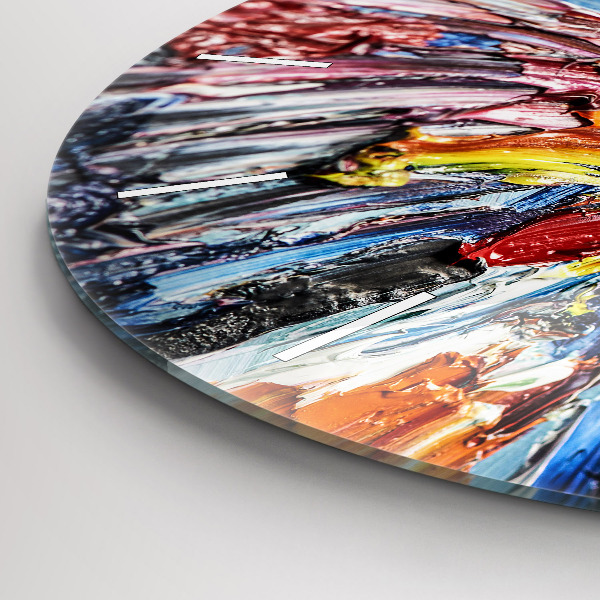 Round glass wall clock Fragment of oil art