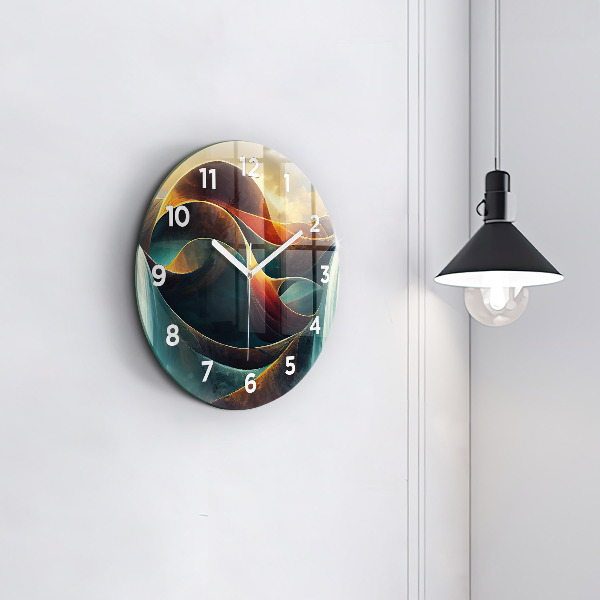 Round glass wall clock Flowing Waterfall