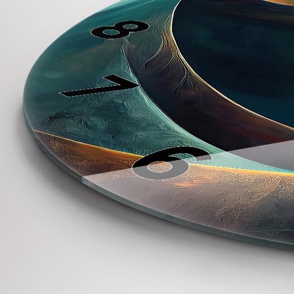 Round glass wall clock Flowing Waterfall