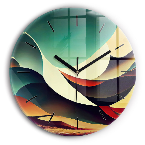 Round glass wall clock Abstract lines background