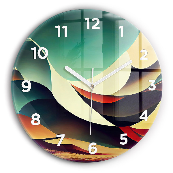 Round glass wall clock Abstract lines background