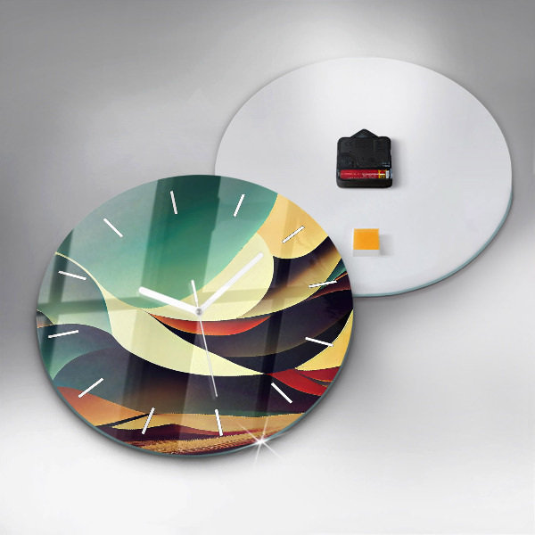 Round glass wall clock Abstract lines background