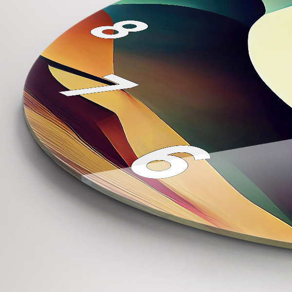 Round glass wall clock Abstract lines background