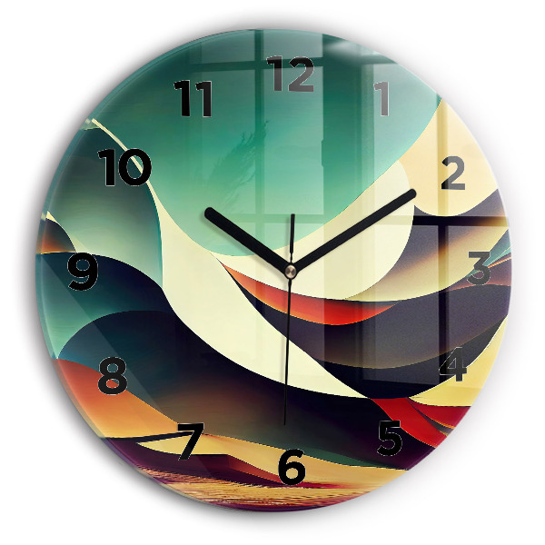 Round glass wall clock Abstract lines background