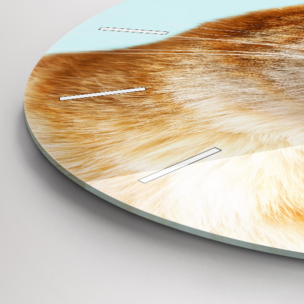 Round glass wall clock Funny cat with glasses