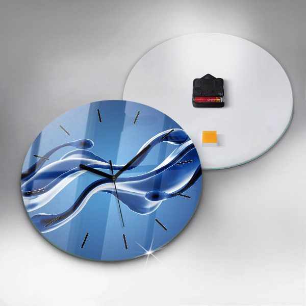 Round glass wall clock Liquid abstraction