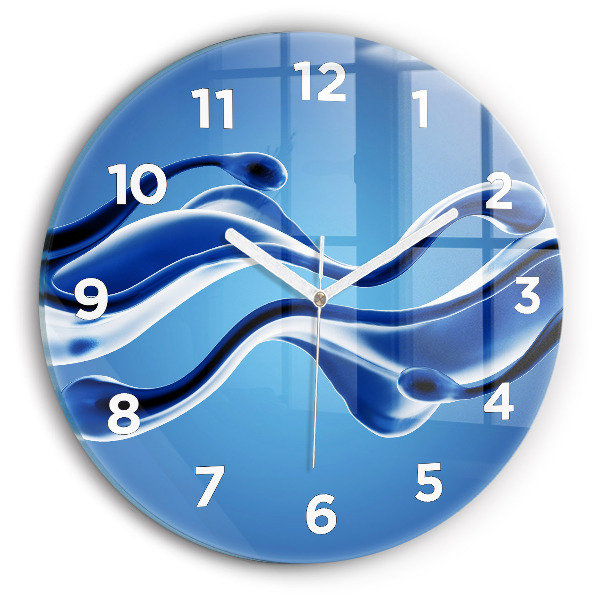 Round glass wall clock Liquid abstraction