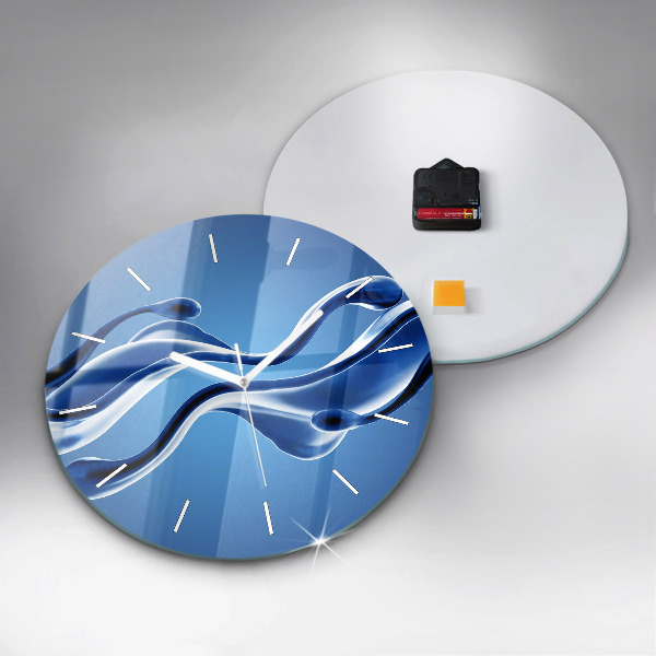 Round glass wall clock Liquid abstraction