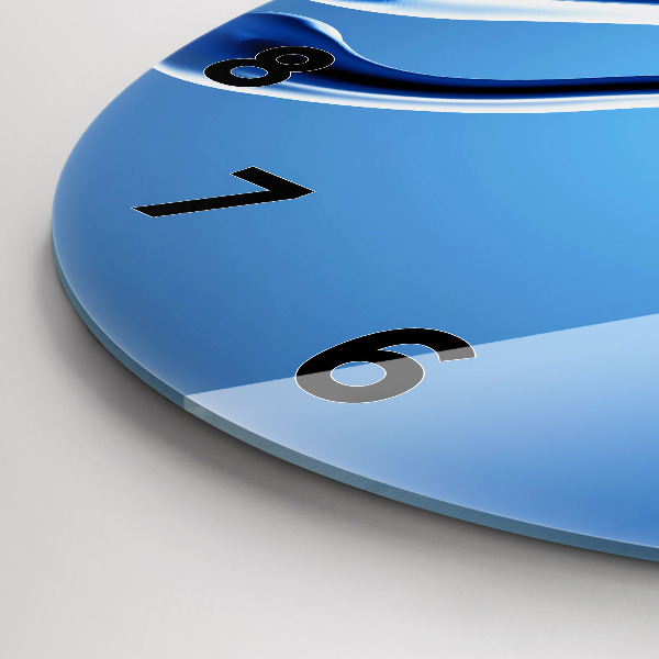 Round glass wall clock Liquid abstraction