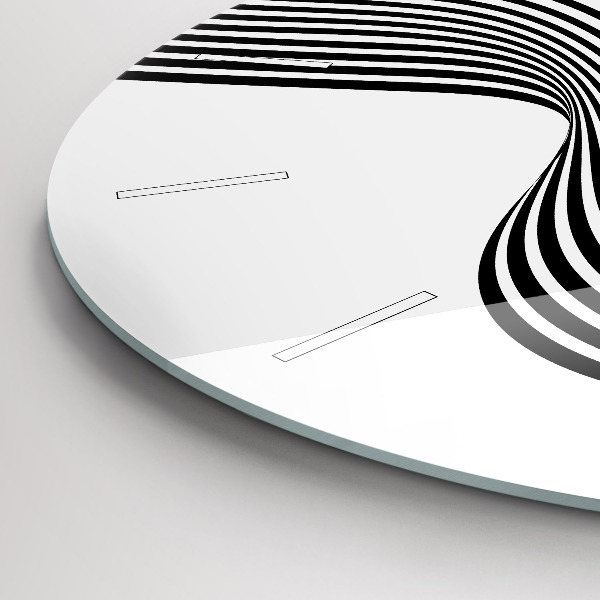 Round glass wall clock Black and white art