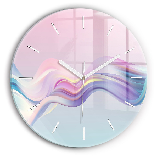 Round glass wall clock Pastel Wave Abstraction