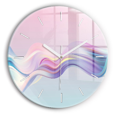 Round glass wall clock Pastel Wave Abstraction
