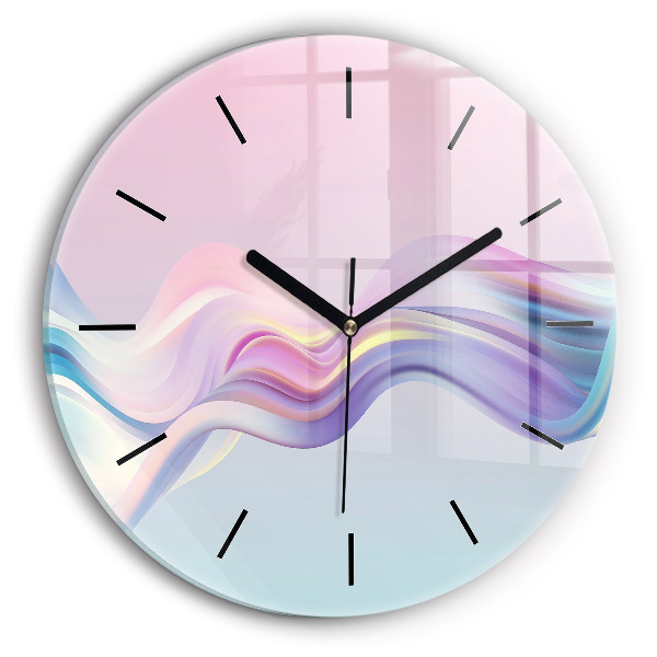 Round glass wall clock Pastel Wave Abstraction