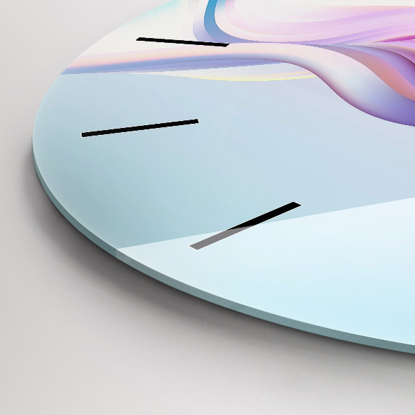 Round glass wall clock Pastel Wave Abstraction