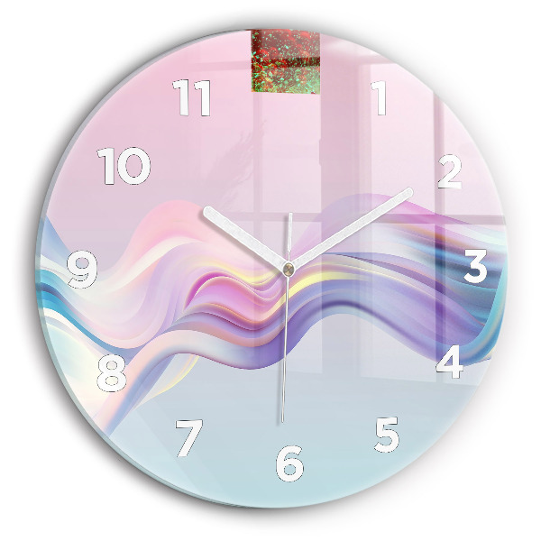 Round glass wall clock Pastel Wave Abstraction