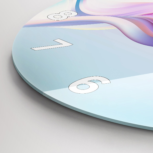 Round glass wall clock Pastel Wave Abstraction