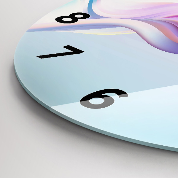 Round glass wall clock Pastel Wave Abstraction